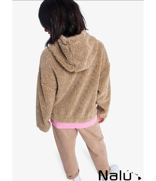 Roxy Roxy City Track Oversized Fleece Hoodie Woodsmoke