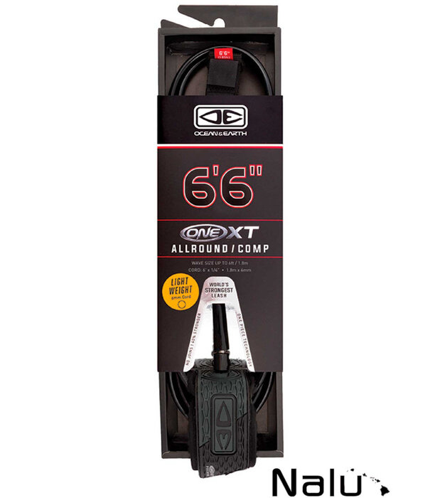 Ocean & Earth Ocean & Earth 6'6" One XT Allround Comp Lightweight Leash Black