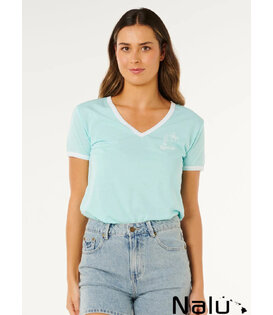 Rip Curl Hotel Malibu V-Neck Tee Light Sea