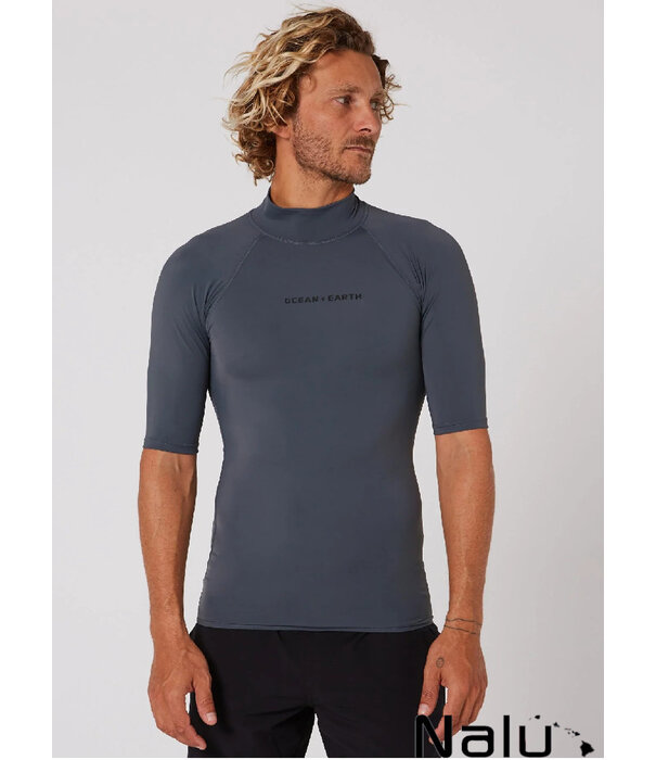 Ocean & Earth Ocean & Earth Mens Script S/S Rash Shirt Charcoal