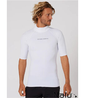 Ocean & Earth Mens Script S/S Rash Shirt White