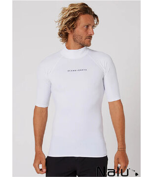 Ocean & Earth Mens Script S/S Rash Shirt White