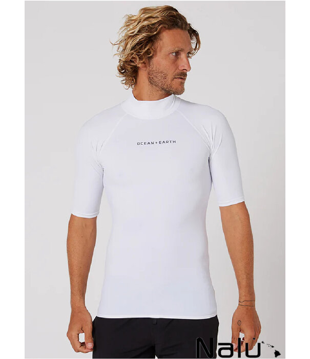 Ocean & Earth Ocean & Earth Mens Script S/S Rash Shirt White