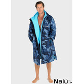 DRYROBE Blue Camo Blue  Advance Long Sleeve Waterproof Outdoor Changing Robe