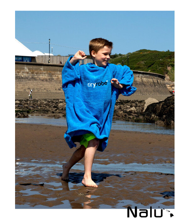 DRYROBE DRYROBE Blue Kids Towel Robe Organic Unisex Beach Poncho organic Cotton