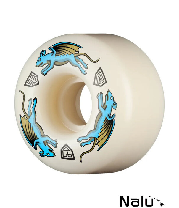 Powell Peralta Skateboard Powell Peralta 53mm 97A Dragon Form Nano Rat AV4 Wheels Whte/Blue 53mm x 34mm