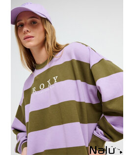 Roxy Strictly Stripes Oversized Sweater Winter Moss