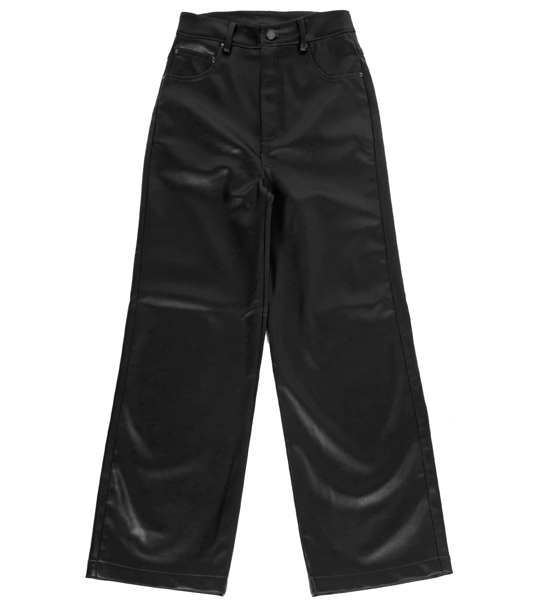 Faux Leather Pants - Black/crocodile-patterned - Ladies