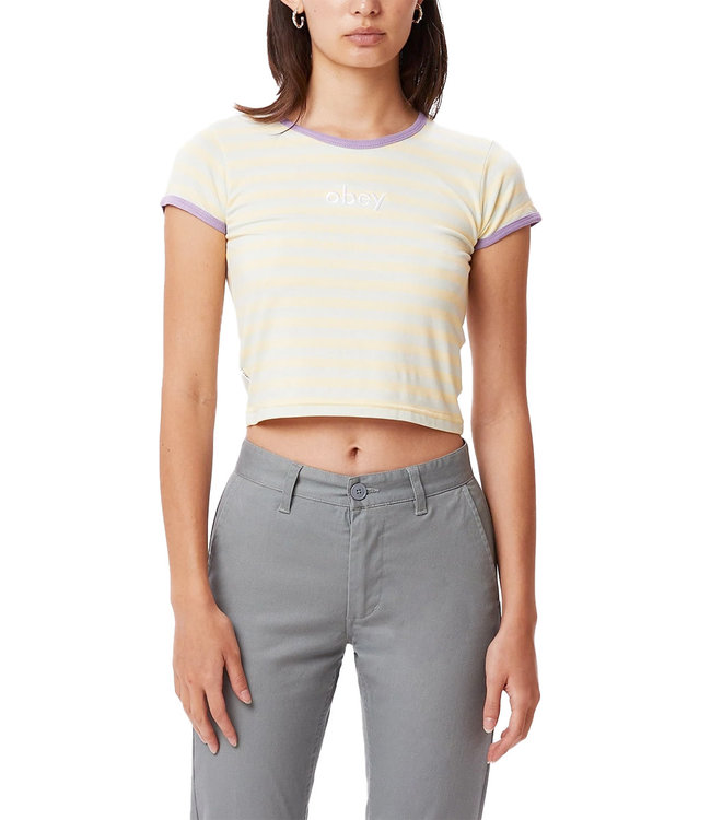 OBEY Alton Cropped Shortsleeve Ringer Tee - Pure Water Multi