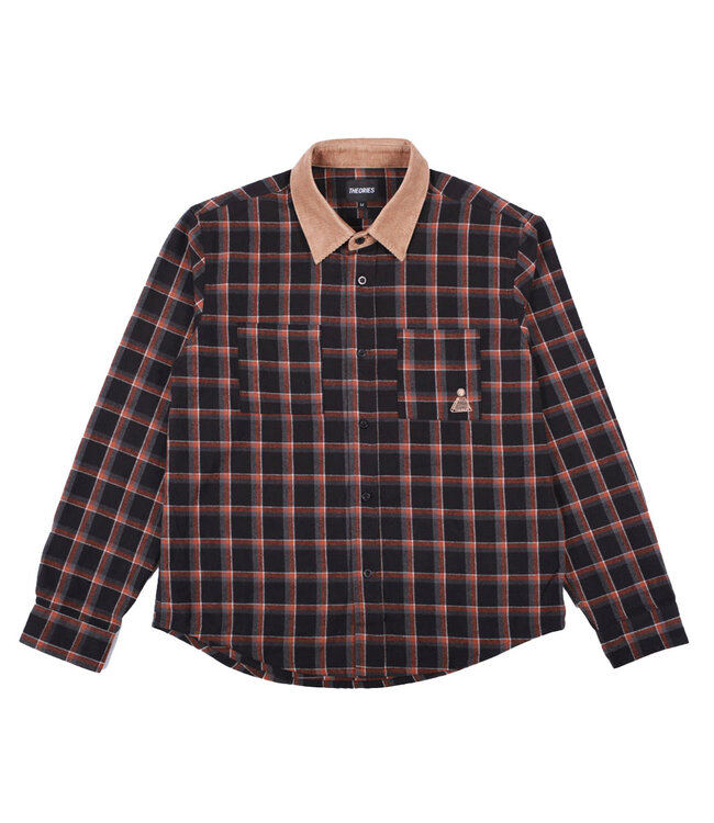 THEORIES Cascadia Cord Collar Flannel Shirt - Black