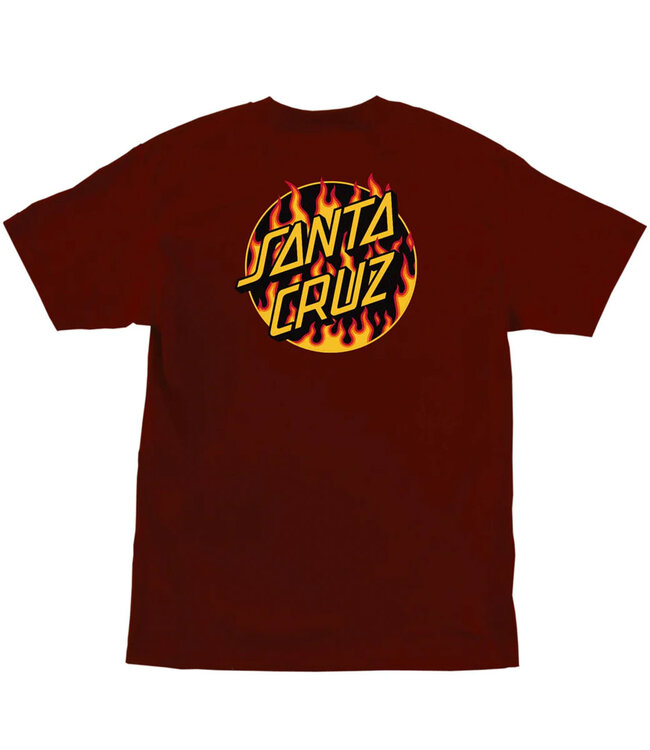 SANTA CRUZ Flame Dot S/S T-Shirt - Burgundy