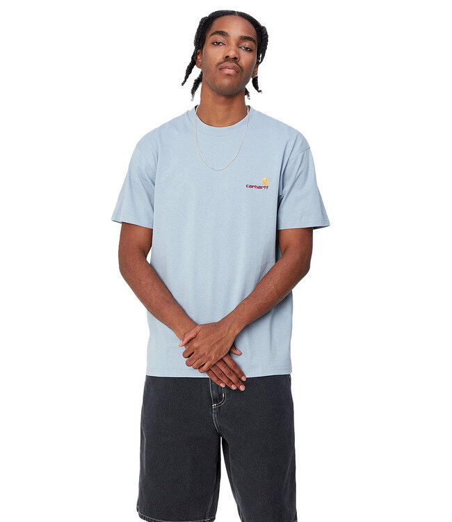 CARHARTT WIP S/S American Script T-Shirt - Frosted Blue