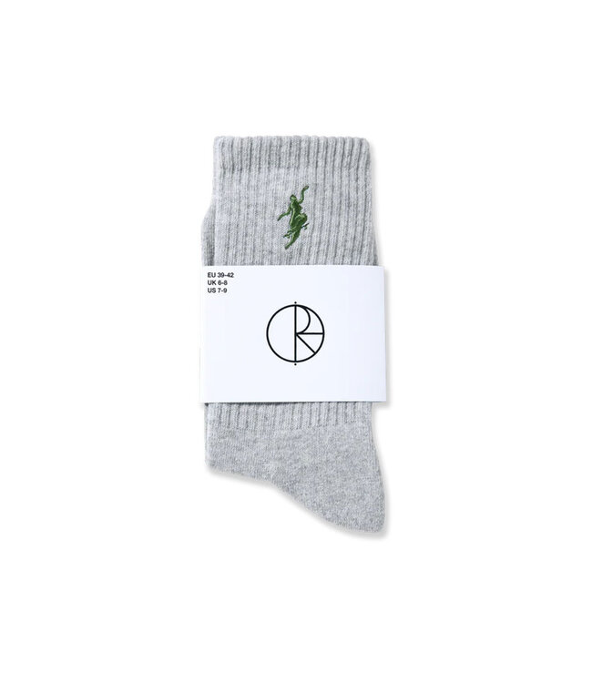 POLAR No Comply Rib Socks - Heather Grey/Green