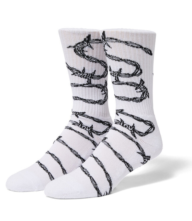 HUF Barbed Wire Crew Sock - White