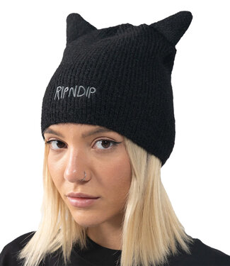 RIPNDIP Kitty Ears Mohair Beanie - Black