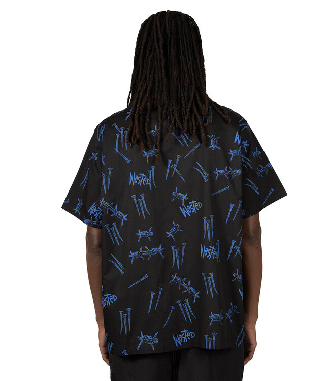 WASTED PARIS Shirt All Over Blind - Black/Ultra Blue