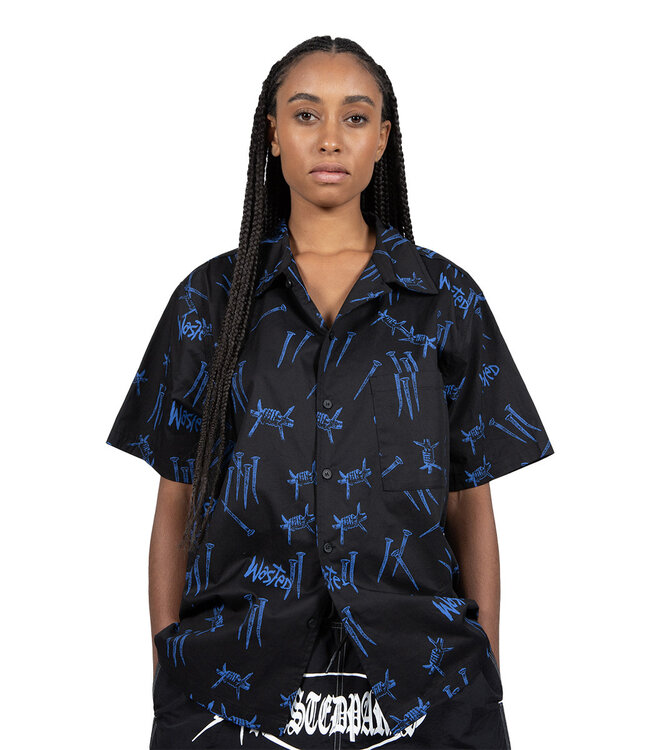 WASTED PARIS Shirt All Over Blind - Black/Ultra Blue