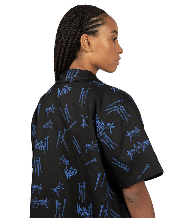 WASTED PARIS Shirt All Over Blind - Black/Ultra Blue