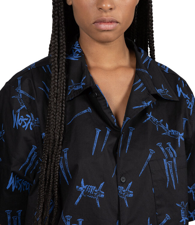 WASTED PARIS Shirt All Over Blind - Black/Ultra Blue