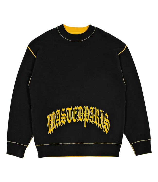 WASTED PARIS Sweater Reverse Kingdom Black Golden Yellow