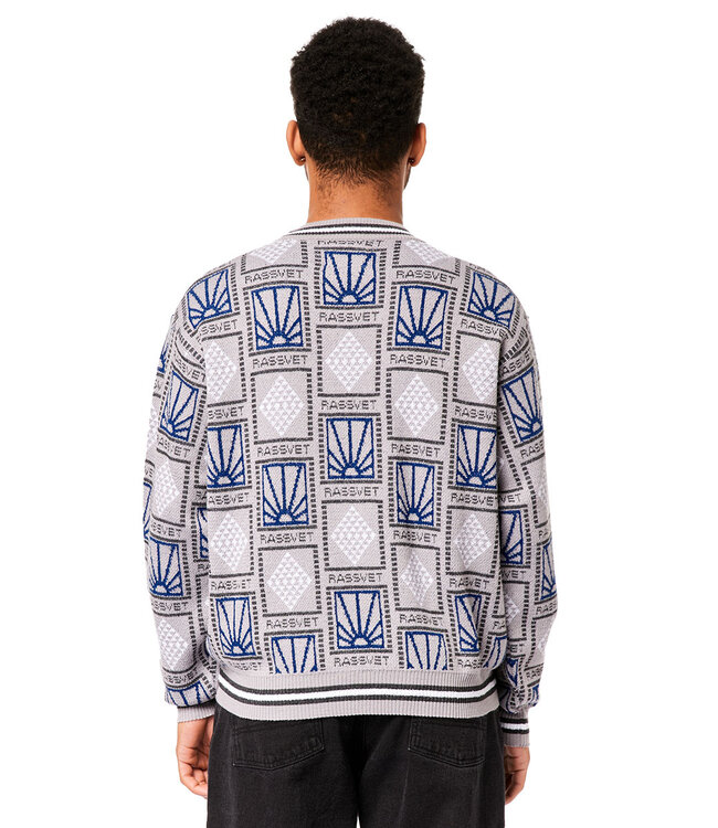 RASSVET Pattern Logo Jacquard Sweater Knit - Light Grey