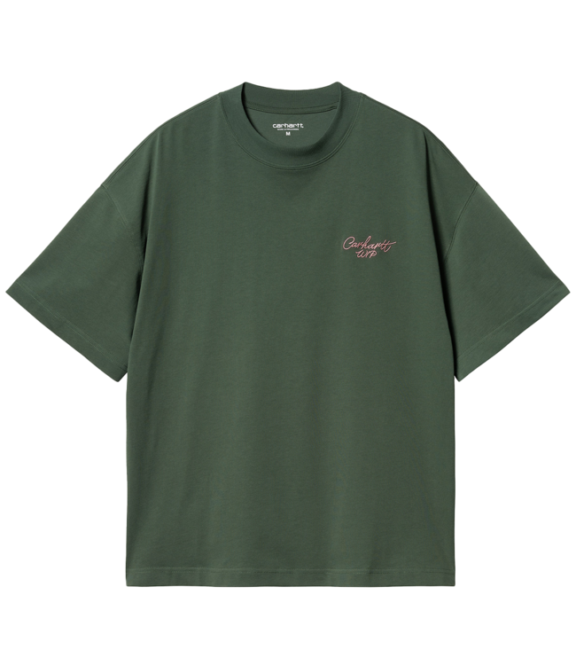 CARHARTT WIP S/S Signature Script T-Shirt - Sycamore Tree/Dusty Rose