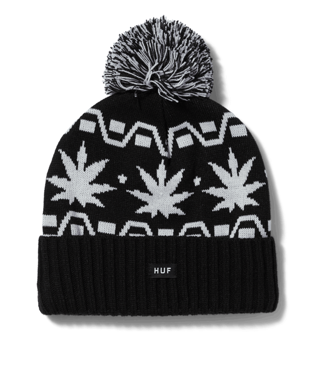HUF Apres Cuff Pom Beanie - Black