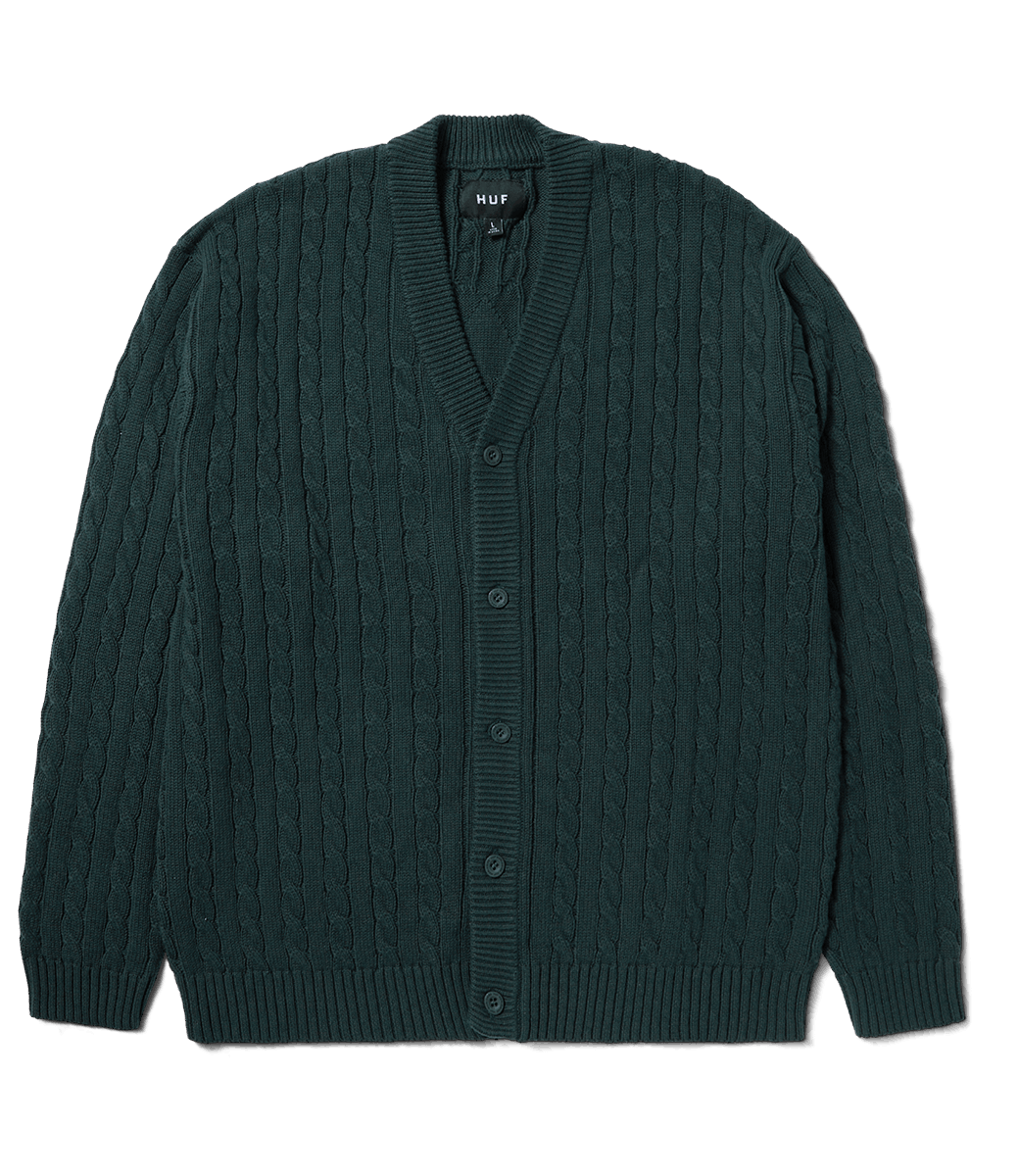 HUF Tt Jacquard Cardigan - Hunter Green