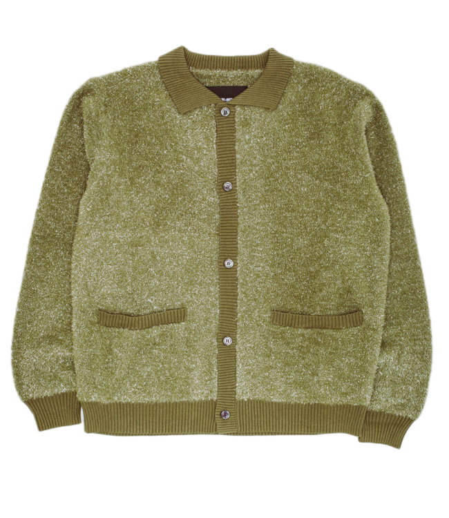 FUCKING AWESOME Big Night Out Cardigan - Olive/Glitter