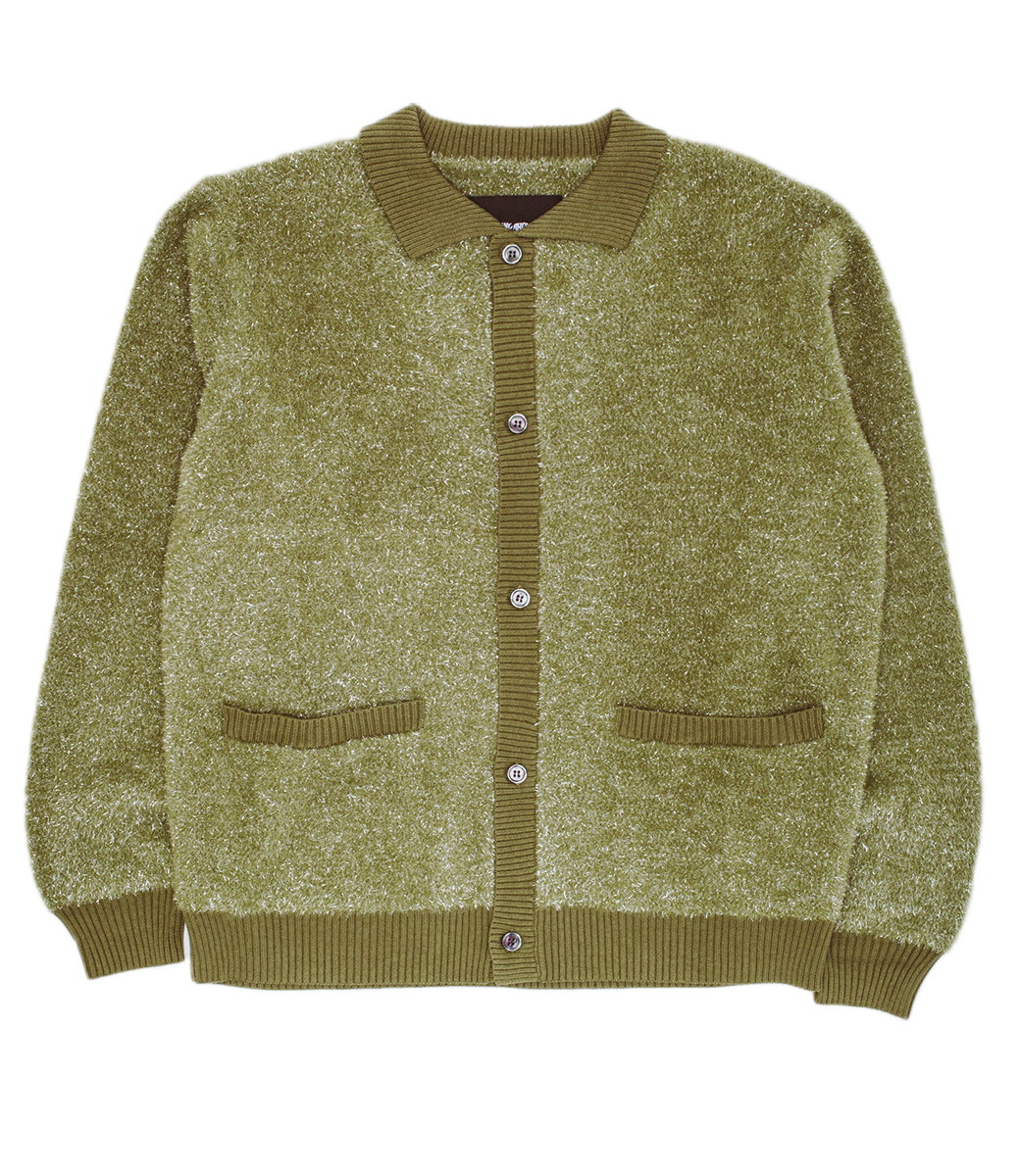 FUCKING AWESOME Big Night Out Cardigan - Olive/Glitter