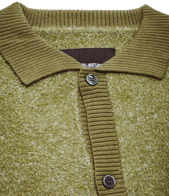 FUCKING AWESOME Big Night Out Cardigan - Olive/Glitter