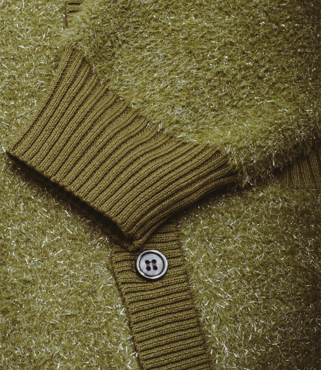 FUCKING AWESOME Big Night Out Cardigan - Olive/Glitter