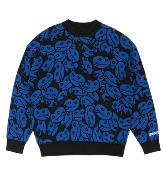 WASTED PARIS Acid Allover Sweater - Arena Blue/Black