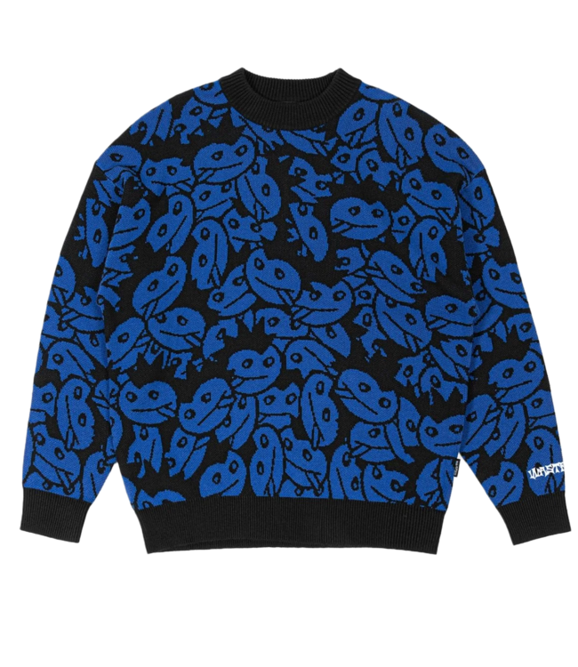 WASTED PARIS Acid Allover Sweater - Arena Blue/Black