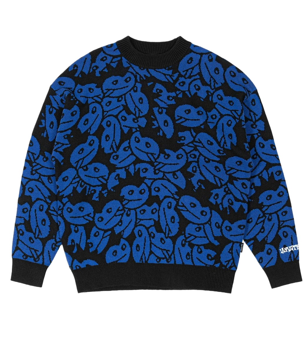 WASTED PARIS Acid Allover Sweater - Arena Blue/Black