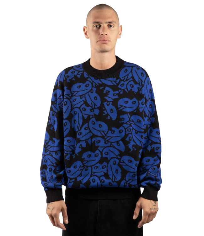 WASTED PARIS Acid Allover Sweater - Arena Blue/Black