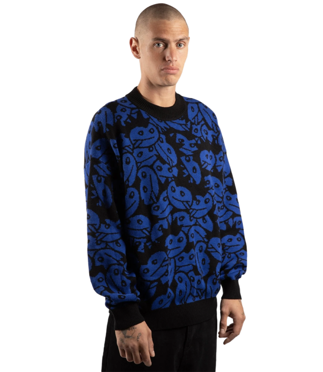 WASTED PARIS Acid Allover Sweater - Arena Blue/Black
