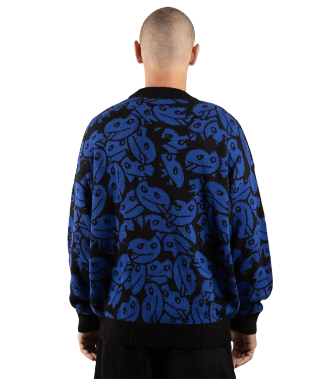 WASTED PARIS Acid Allover Sweater - Arena Blue/Black