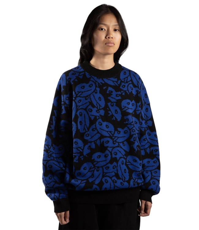 WASTED PARIS Acid Allover Sweater - Arena Blue/Black