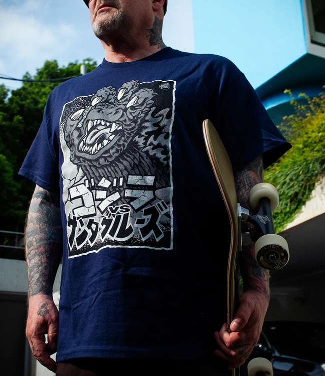 SANTA CRUZ Godzilla Hand Front T-Shirt - Navy