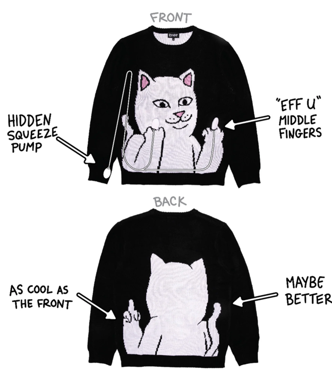 RIPNDIP Lord Nermal Flippy Knitty Sweater - Black