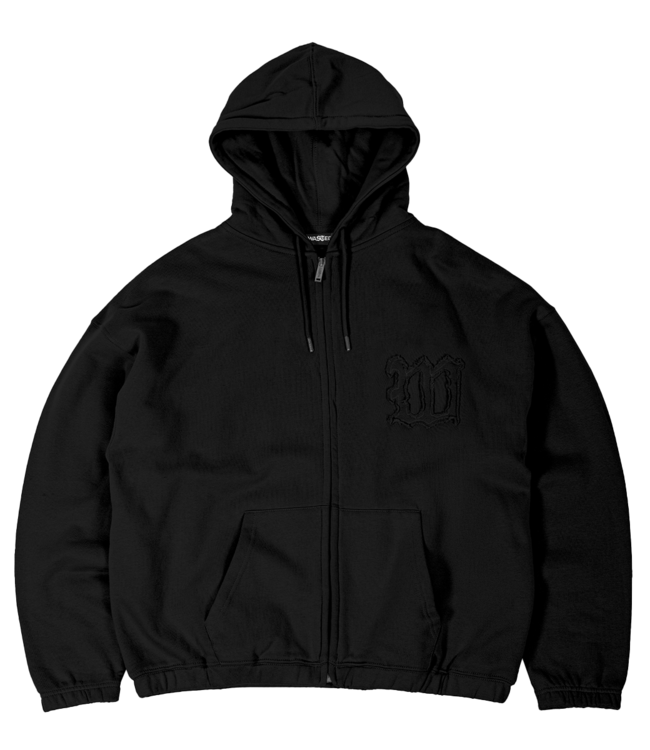 WASTED PARIS Kingdom Curve Destroy Boxy Zip Hoodie - Black