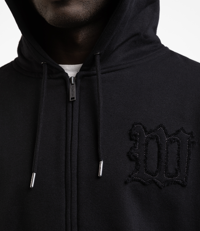 WASTED PARIS Kingdom Curve Destroy Boxy Zip Hoodie - Black