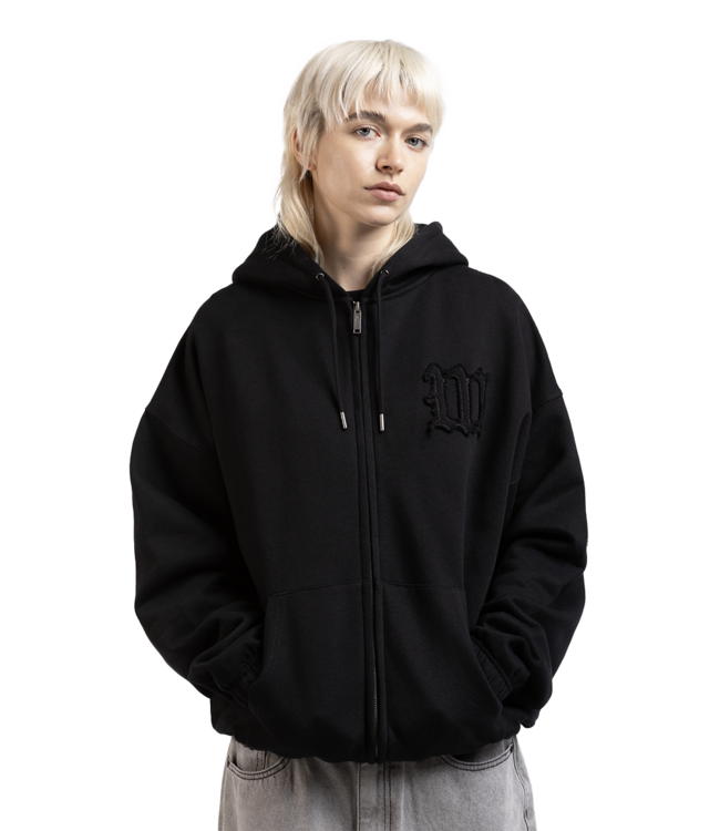 WASTED PARIS Kingdom Curve Destroy Boxy Zip Hoodie - Black