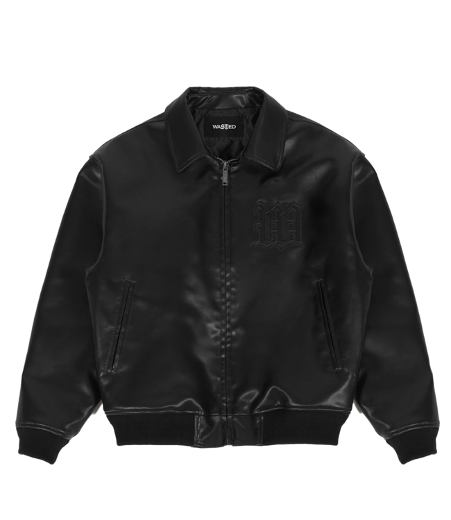 WASTED PARIS Kingdom Curve Varsity Jacket - Black