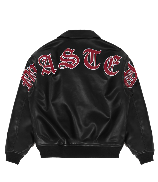 WASTED PARIS Kingdom Curve Varsity Jacket - Black