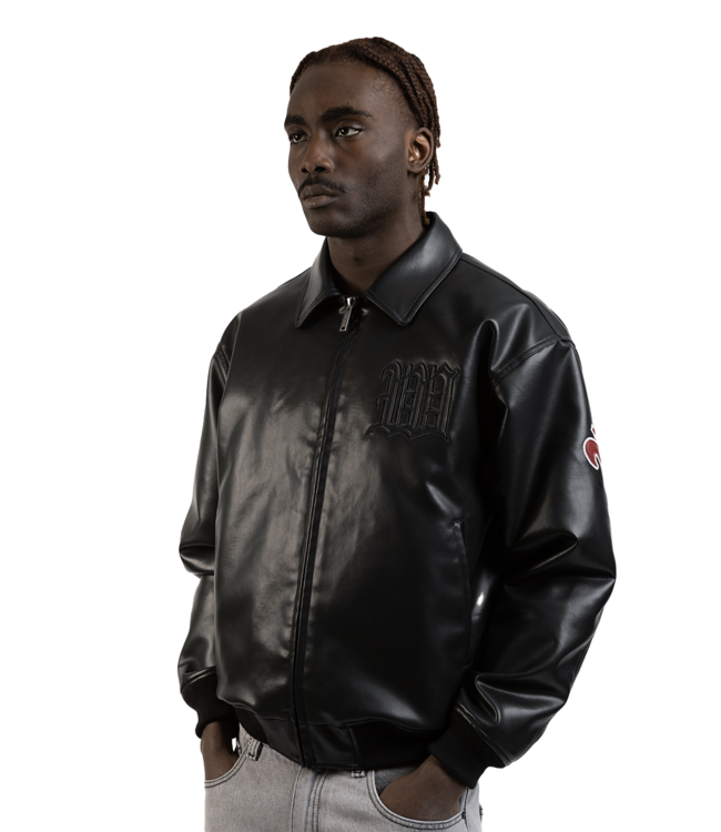 WASTED PARIS Kingdom Curve Varsity Jacket - Black