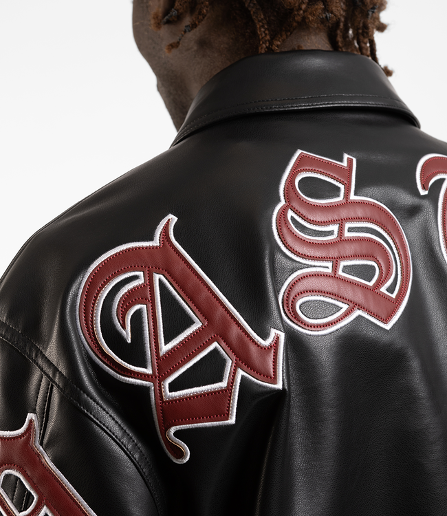 WASTED PARIS Kingdom Curve Varsity Jacket - Black