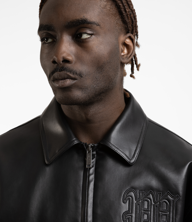 WASTED PARIS Kingdom Curve Varsity Jacket - Black