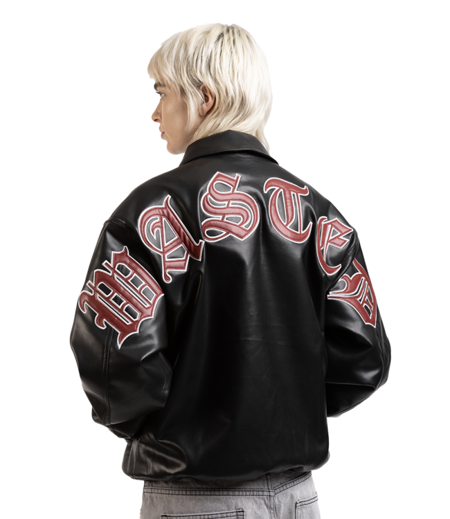 WASTED PARIS Kingdom Curve Varsity Jacket - Black